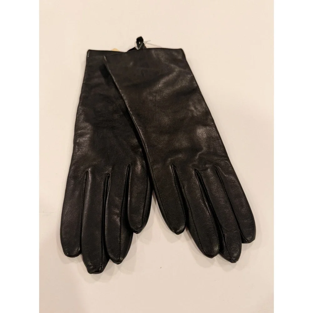 Fownes Brothers Womens Black Leather Cashmere Lined Touchscreen Gloves Size 7.5